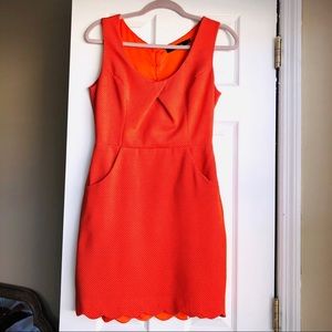 Orange scalloped dot dress with pockets size M